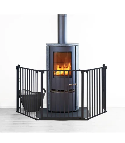 DUN56216XL FLEXM ŞÖMİNE GÜVENLİK BARİYERİ SİYAH METAL – 90-226 CM AYARLANABİLİR, KAPILI ÇOCUK KORUMA ÇİTİ