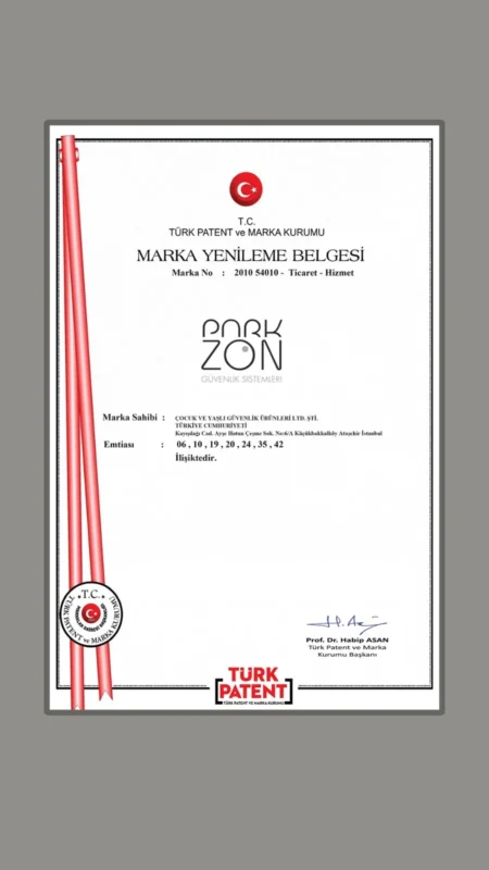 Parkzon Marka Tescil Belgesi